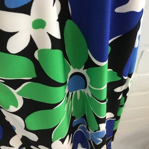 NWT London Times Mini Dress Black/Kelly Green/Blue Mod floral Retro Size 14 - Picture 10 of 11